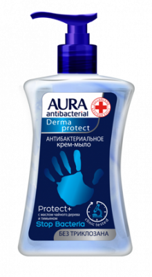 Купить aura (аура) дерма протект крем-мыло антибактериальное протект+ 250мл в Павлове