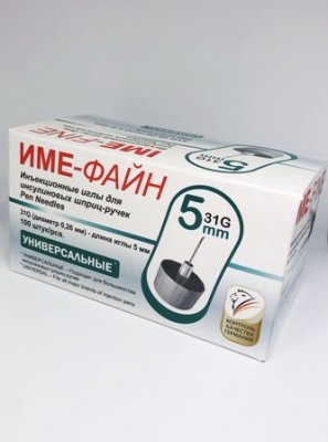 Купить иглы ime-fine для инъекций универсальные для инсулиновых шприц-ручек 31g (0,26мм х 5мм) 100 шт в Павлове