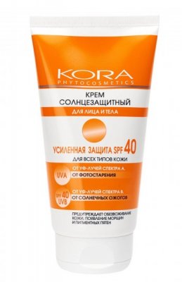 Купить kora (кора) солнцезащитный крем для лица и тела 150мл spf 40 в Павлове