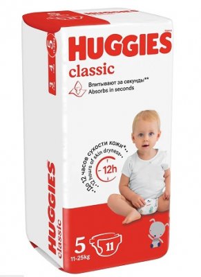 Купить huggies (хаггис) подгузники классик 5 11-25кг 11шт в Павлове