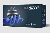 Купить перчатки benovy нитриловые нестерильные неопудренные текстурированные на пальцах размер s 50 пар, сиренево-голубые в Павлове