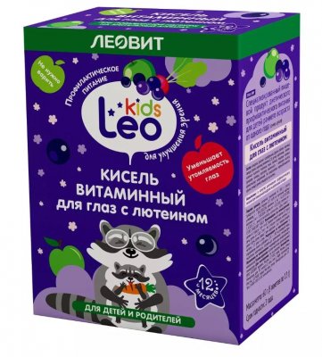 Купить кисель леовит leo kids для детей витаминный для глаз с лютеином, пакет 12г, 5 шт в Павлове