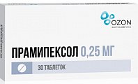 Купить прамипексол, таблетки 0,25мг, 30 шт в Павлове