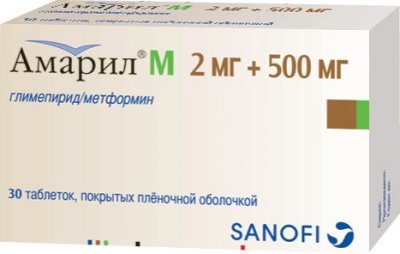 Купить амарил м, таблетки, покрытые пленочной оболочкой 2мг+500мг, 30 шт в Павлове