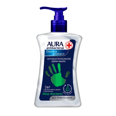 Купить aura (аура) дерма протект крем-мыло антибактериальное 2в1, 250мл в Павлове