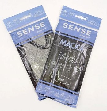 Маска медицинская одноразовая Sense черная, 3 шт