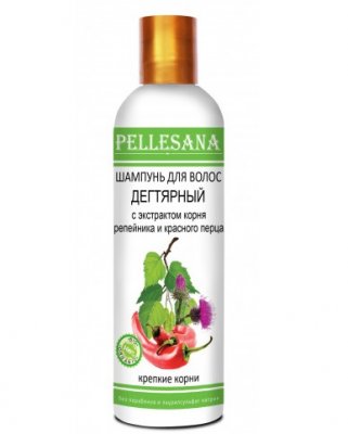 Купить pellesana (пеллесана) шампунь для волос дегтярное с экстрактом  репейника и красного перцем, 250 мл в Павлове