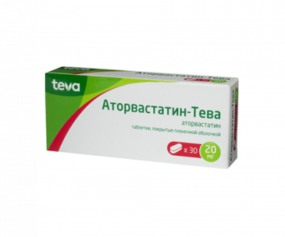 Купить аторвастатин-тева, таблетки, покрытые пленочной оболочкой 20мг, 30 шт в Павлове