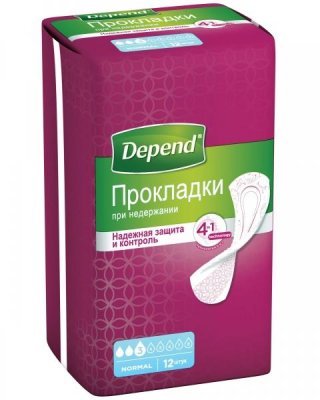 Купить depend (депенд) прокладки при недержании для женщин нормал, 12 шт в Павлове