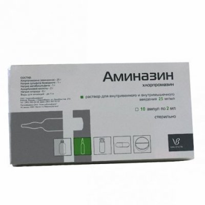 Купить аминазин, раствор для внутривенного и внутримышечного введения 25мг/мл, ампулы 2мл, 10 шт в Павлове