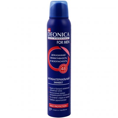 Купить deonica (деоника) дезодорант антиперспирант для мужчин антибактериальный эффект спрей, 200мл в Павлове