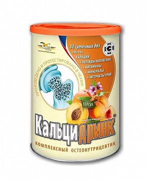 Кальцидринк, порошок со вкусом Персика, банка 390г БАД
