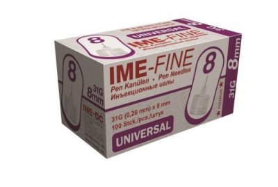 Купить иглы ime-fine для инъекций универсальные для инсулиновых шприц-ручек 31g (0,26мм х 8мм) 100 шт в Павлове
