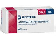 Купить аторвастатин-вертекс, таблетки покрытые пленочной оболочкой 40мг, 60 шт в Павлове