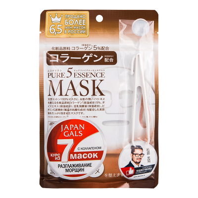 Купить japan gals (джапан галс) маска коллаген pure5 essential, 7 шт в Павлове