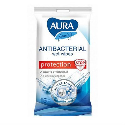 Купить aura (аура) салфетки влажные антибактериальные 15шт в Павлове