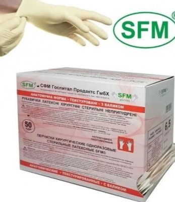 Купить перчатки sfm хирургические латексные стерильные неопудрен текстурир размер 6,5 натуральные, 50 пар в Павлове