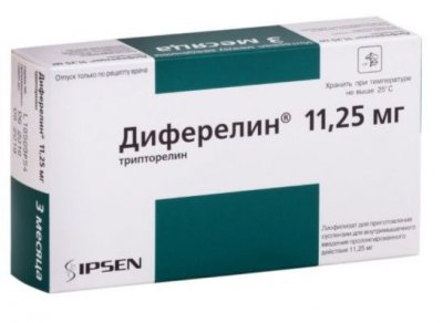 Купить диферелин, лиофилизат для приготовления суспензии для в/мышечного и п/кожного введения пролонг действия 11,25мг, флакон в Павлове