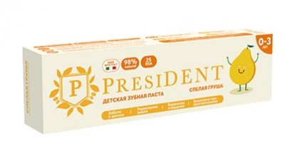 Купить президент (president) зубная паста для детей 0-3лет спелая груша, 32г 25rda в Павлове