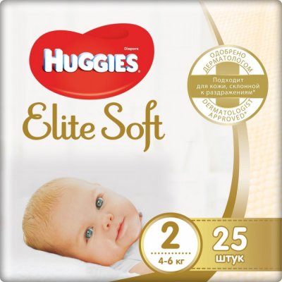 Купить huggies (хаггис) подгузники elitesoft 2, 4-6кг 25 шт в Павлове