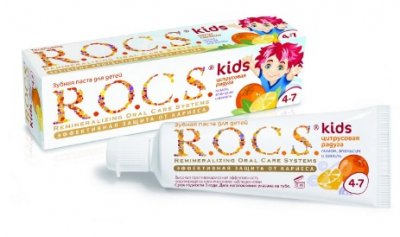 Купить рокс (r.o.c.s) зубная паста для детей лимон/апельсин/ваниль, 45мл (еврокосмед ооо, россия) в Павлове
