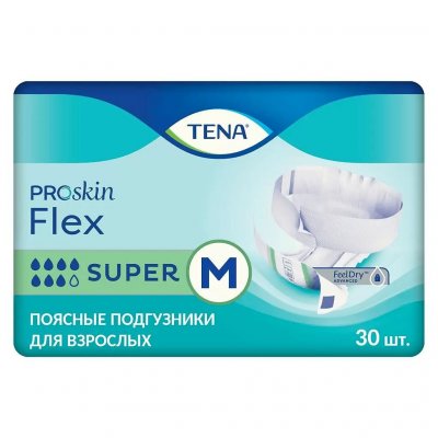 Купить tena (тена) подгузники, proskin flex super размер m, 30 шт в Павлове