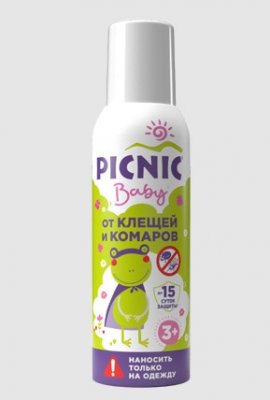 Купить пикник (picnic) baby аэрозоль от клещей и комаров, 125мл  в Павлове