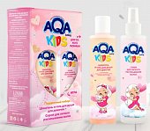 Купить aqa baby (аква беби) kids набор: шампунь и гель для душа для девочек с протеинами пшеницы 200 мл+спрей для легкого расчесывания 200 мл в Павлове